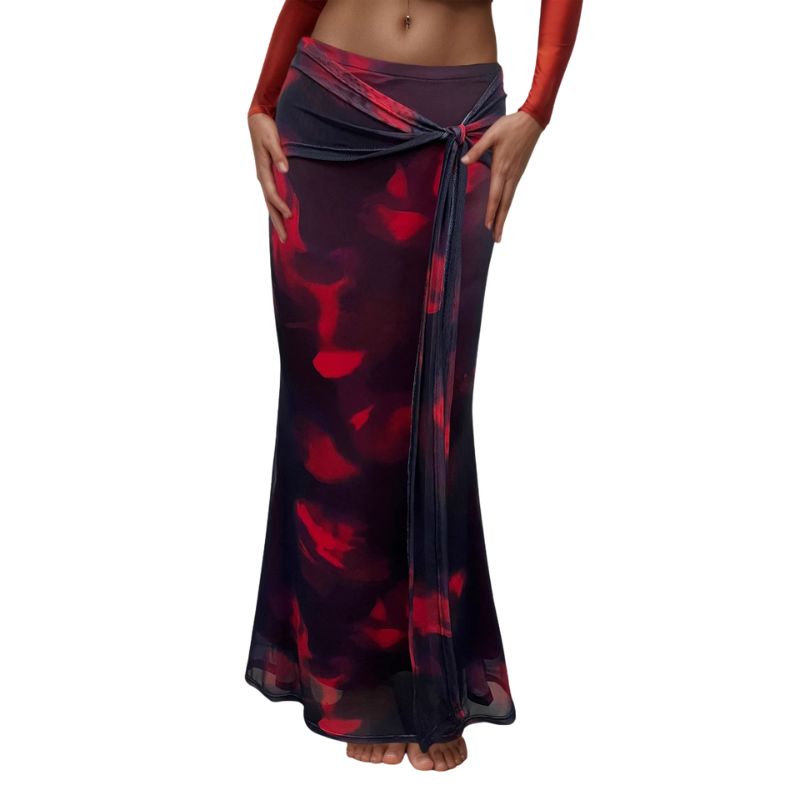 Luxeone Women’s Retro Printed Long Maxi Skirt