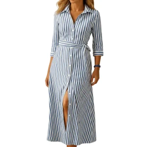 Women's loose-fit long summer dress with short sleeves and breathable fabric, perfect for casual outings, vacations, and everyday wear.