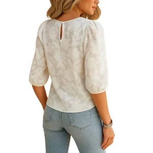 Women’s Floral Print Blouse back view – Elegant Dressy Casual Top for Everyday Wear