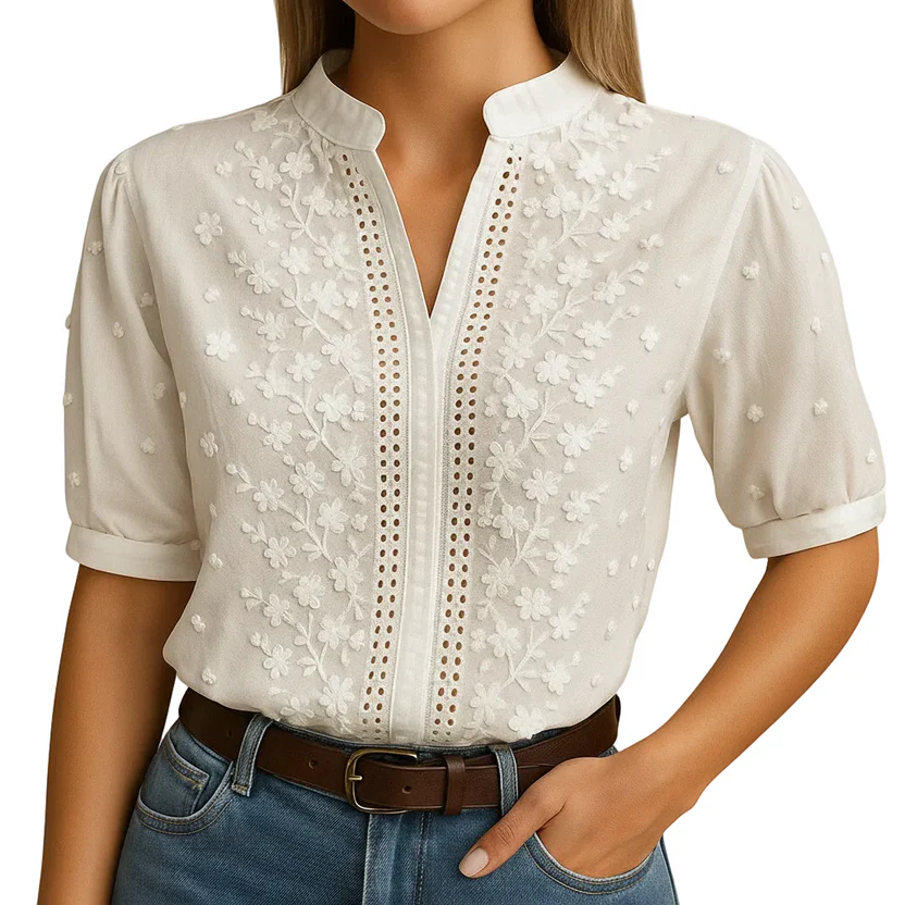 Women's White Button-Down Blouse – Tailored Business Casual Shirt - Image 2