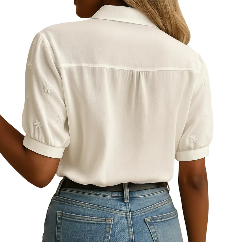 Women's White Button-Down Blouse – Tailored Business Casual Shirt - Image 4
